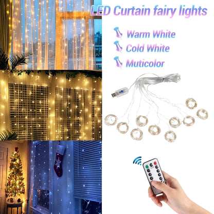 Christmas light curtain string