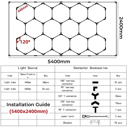 Dimmable Hexagon LED Tube Lighting With Frame AC110/220V