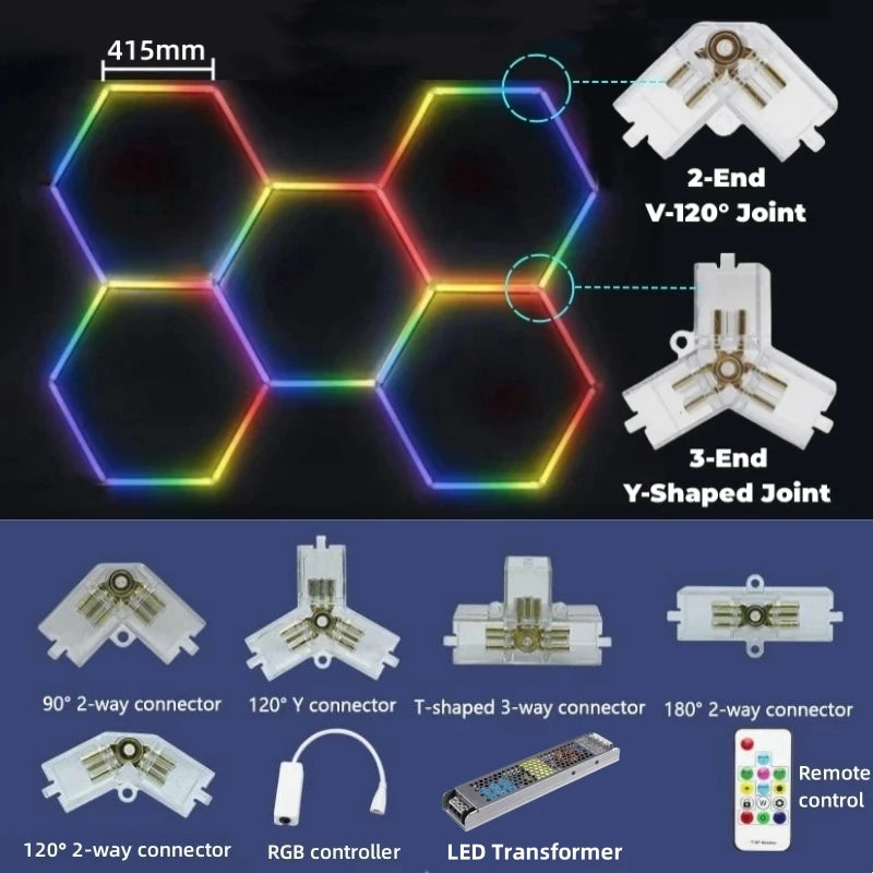 RGB Hexagon LED Bar Tube Lamp With Remote