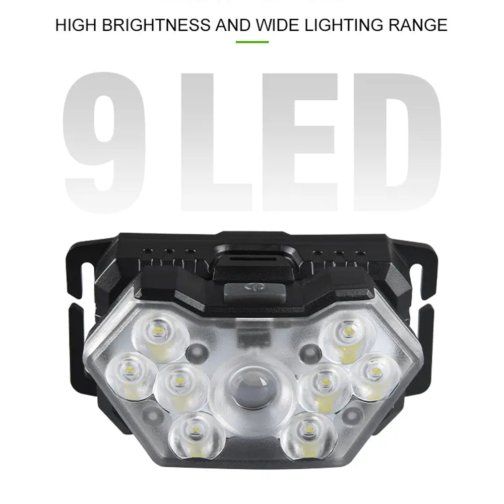 9 Led Strong Light Headlamp USB Rechageable