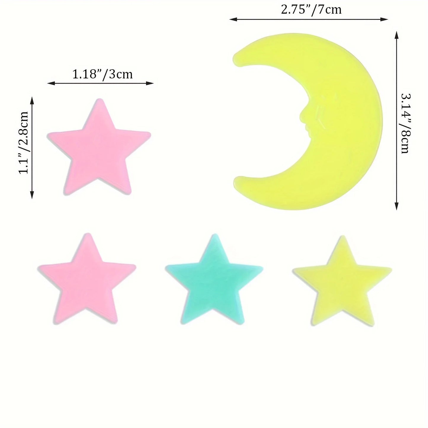 Colorful Luminous Stars with Moon Wall Stickers