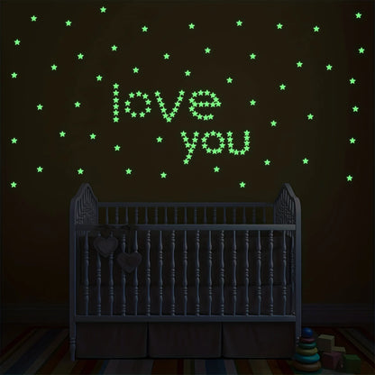 Colorful Luminous Stars with Moon Wall Stickers