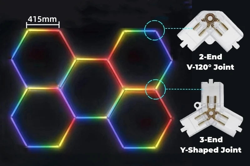 RGB Hexagon LED Bar Tube Lamp With Remote