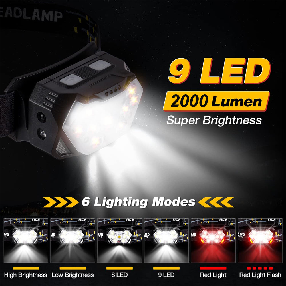 9 Led Strong Light Headlamp USB Rechageable