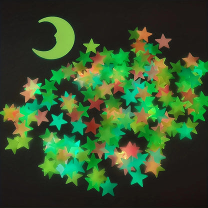 Colorful Luminous Stars with Moon Wall Stickers