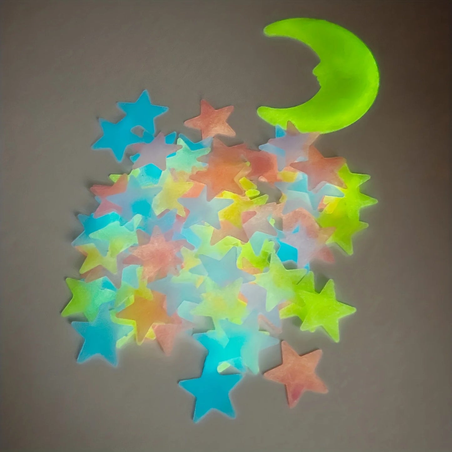 Colorful Luminous Stars with Moon Wall Stickers