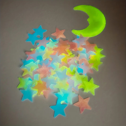 Colorful Luminous Stars with Moon Wall Stickers