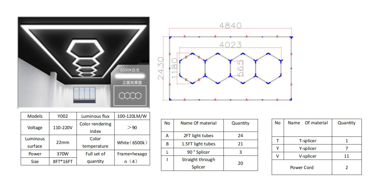 Hexagon LED Tube Lighting