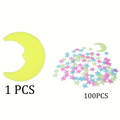 Colorful Luminous Stars with Moon Wall Stickers